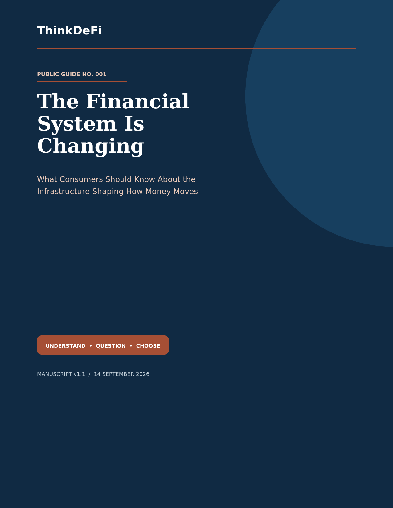 Cover of The Financial System Is Changing, ThinkDeFi Public Guide No. 001
